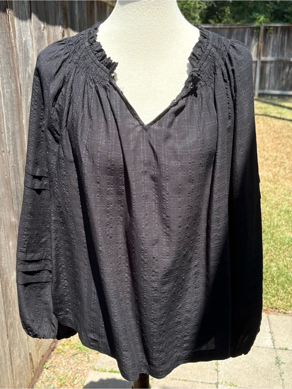 Old Navy Black Smocked V-Neck Peasant Tunic